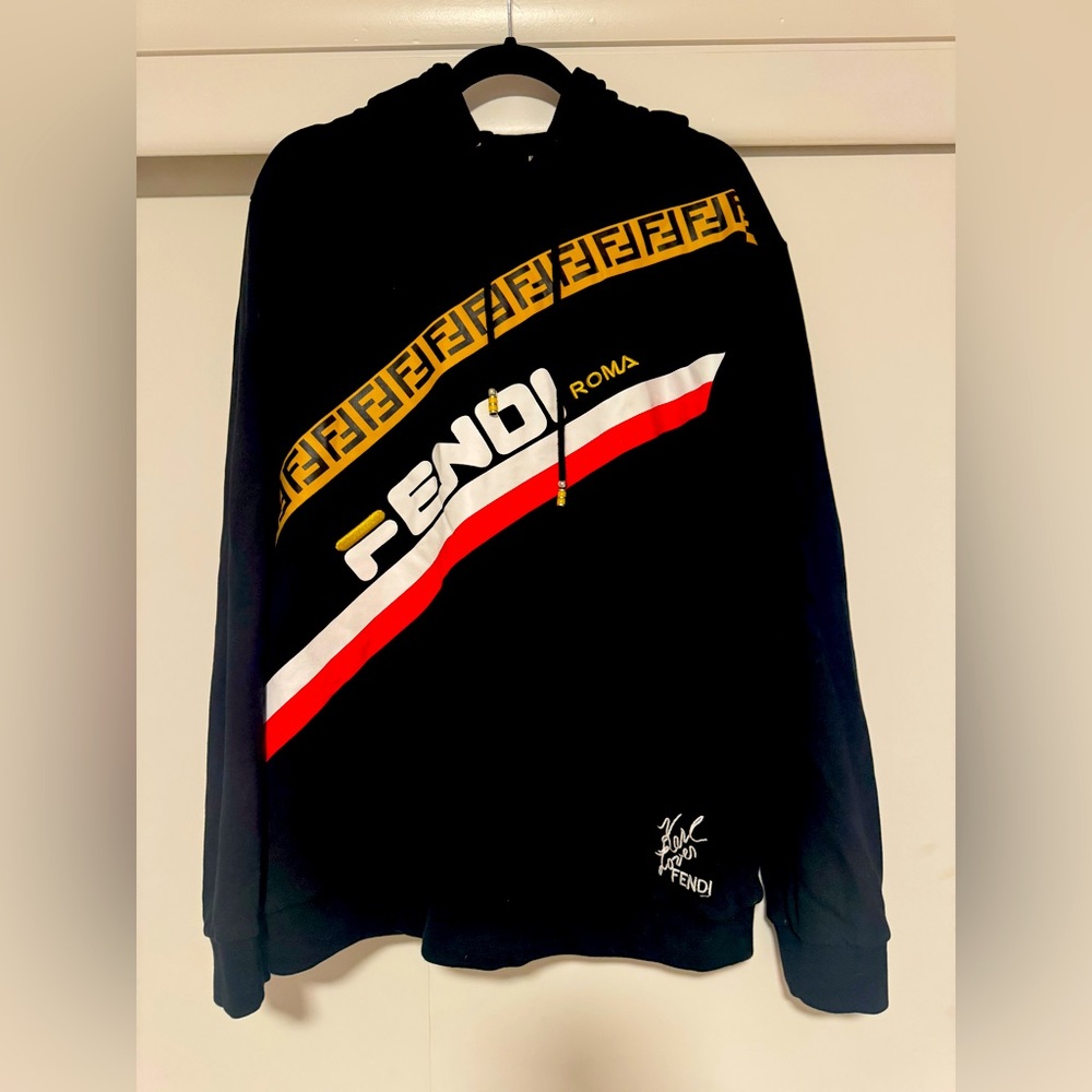 Rare FENDI & FILA collab Black and Gold sweatshirt hoodie -fantastic condition!
